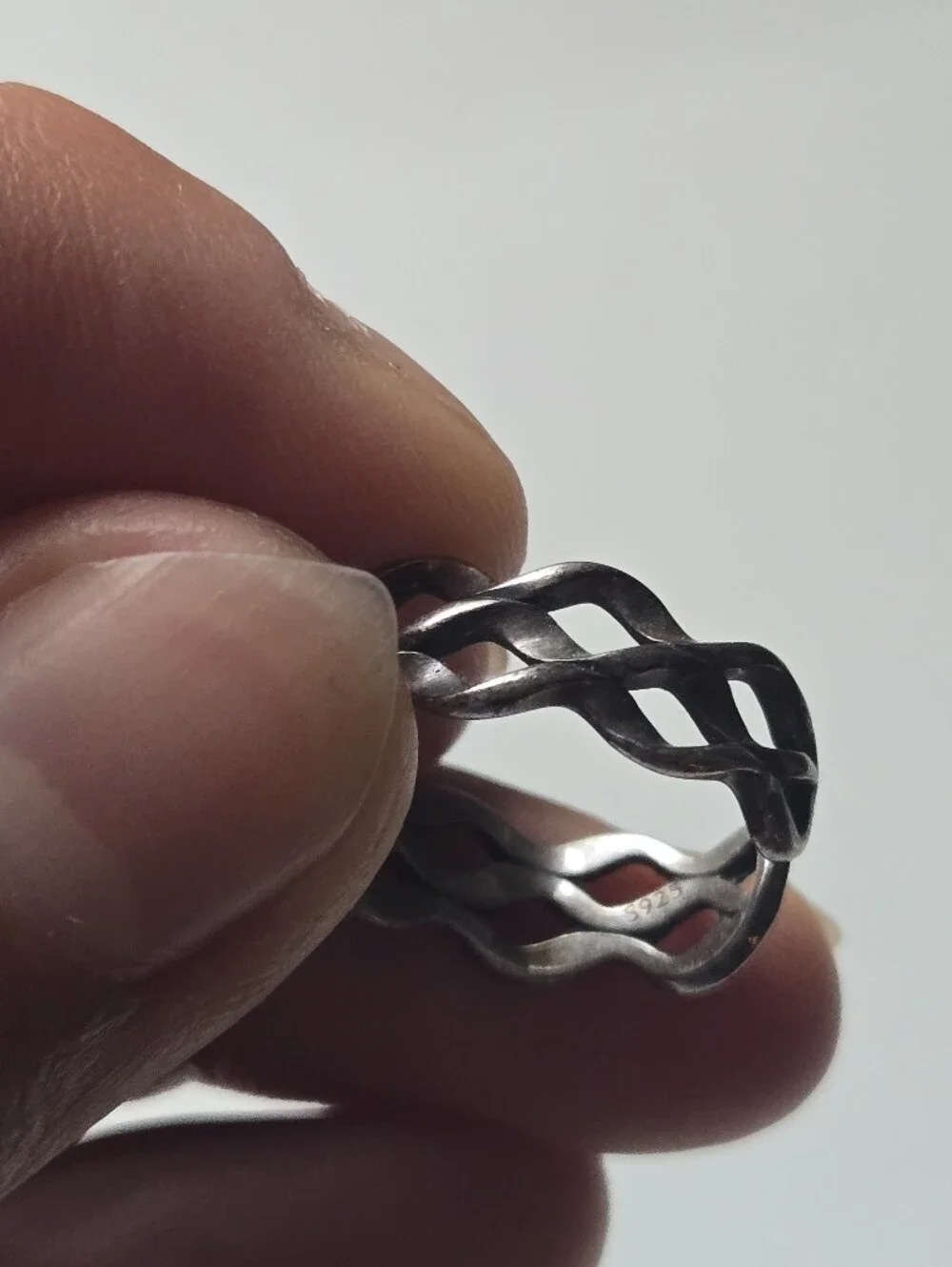 Sterling Ribbon Wave Adjustable Ring